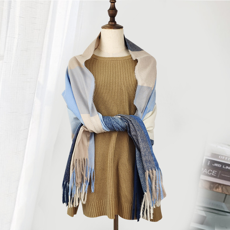 Winter plaid thick scarf wholesale