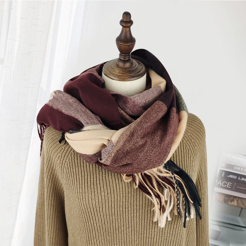 Winter plaid thick scarf wholesale