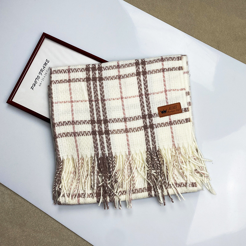 Striped cashmere fringed scarf wholesale