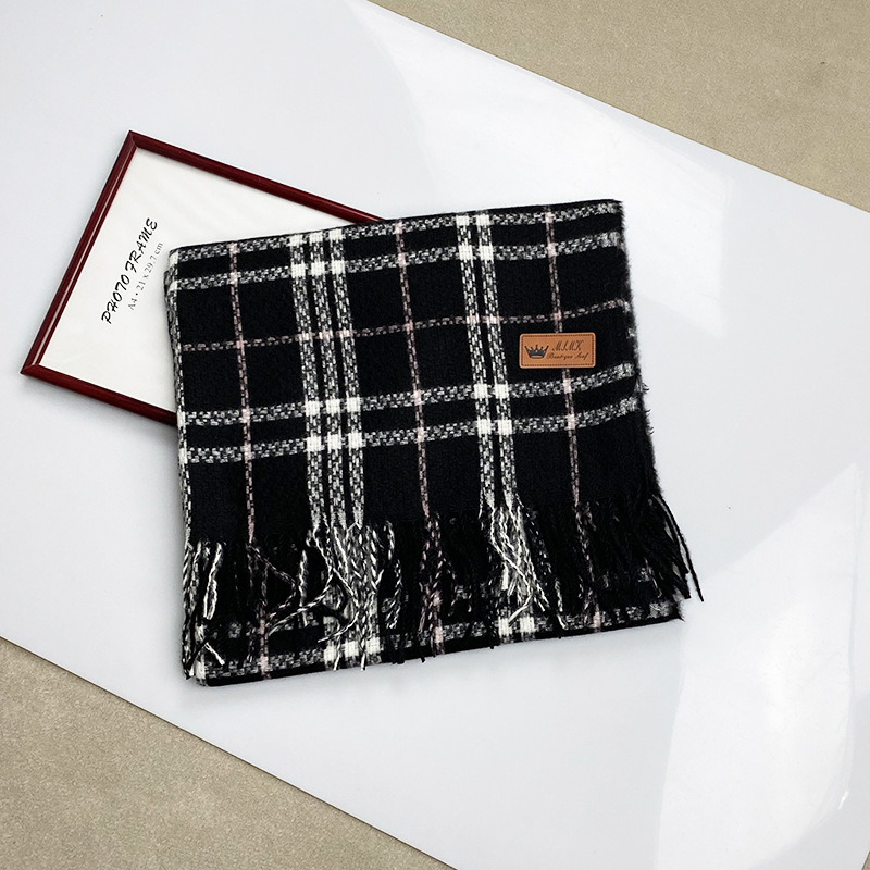 Striped cashmere fringed scarf wholesale
