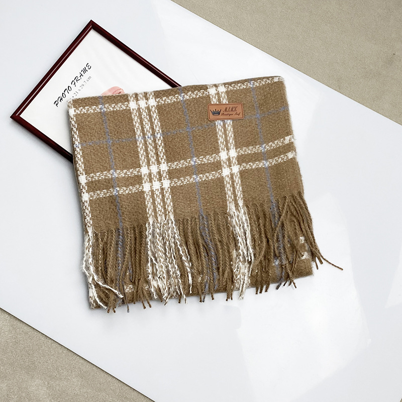 Striped cashmere fringed scarf wholesale