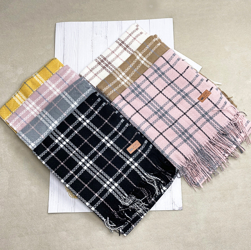 Striped cashmere fringed scarf wholesale