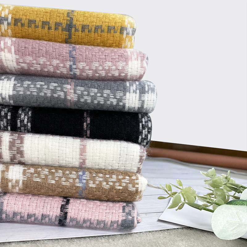 Striped cashmere fringed scarf wholesale