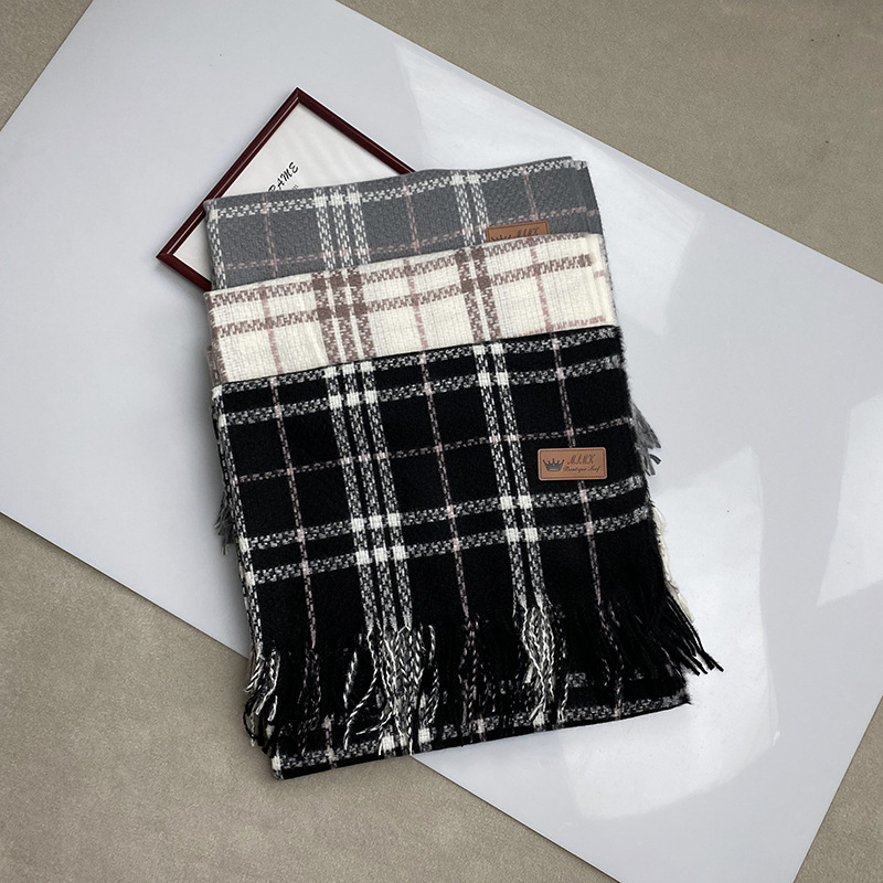 Striped cashmere fringed scarf wholesale
