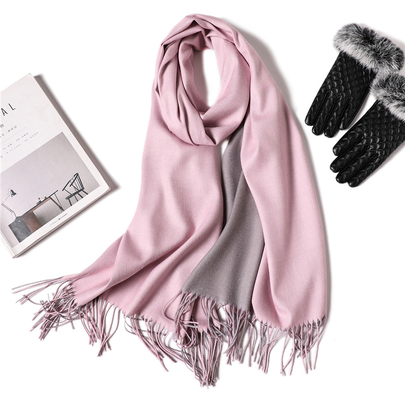 Pure color solid color double sided scarf