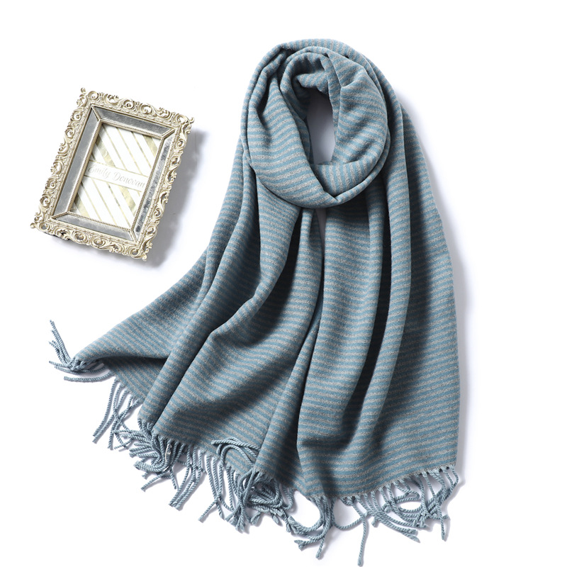 Cashmere fringed striped shawl scarf