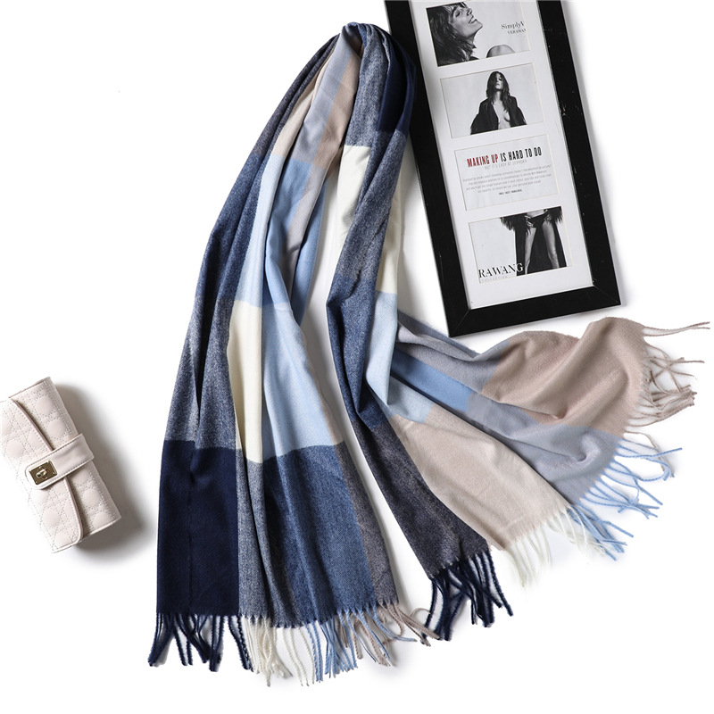 Thick plaid cashmere shawl scarf