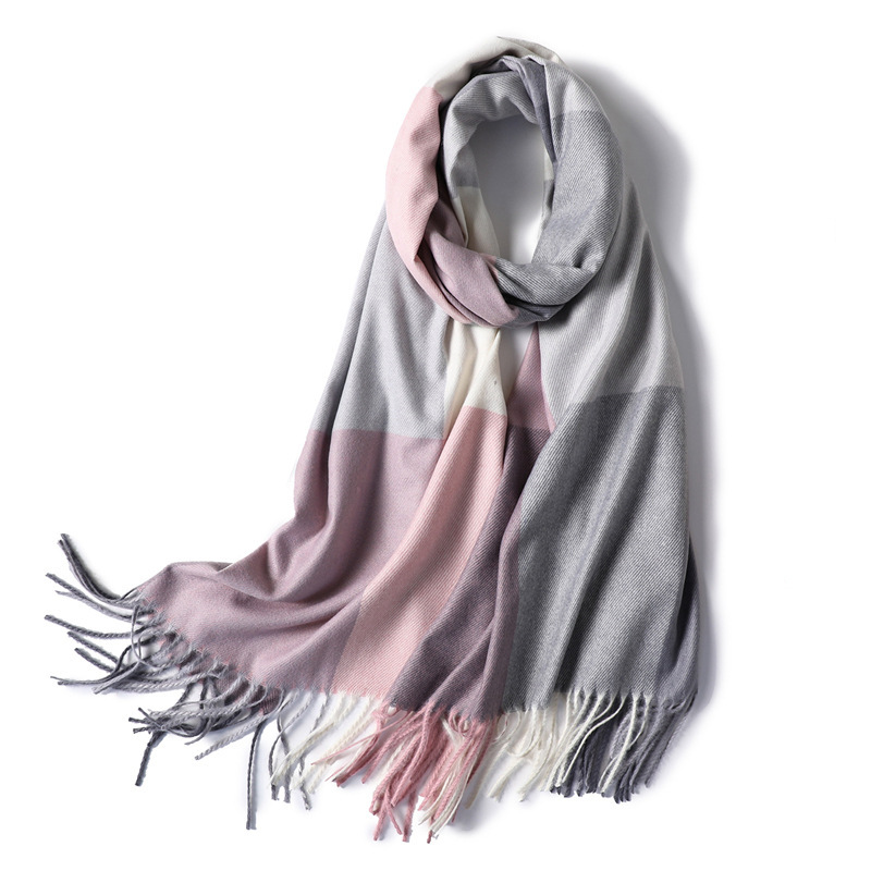 Thick plaid cashmere shawl scarf