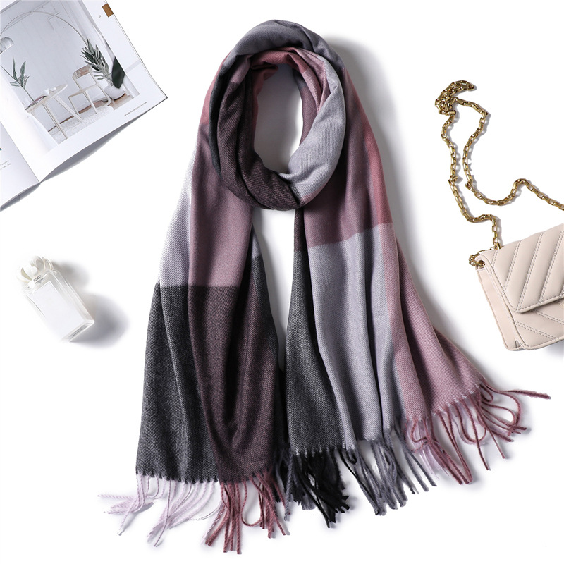 Thick plaid cashmere shawl scarf