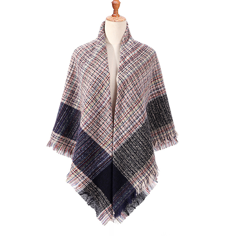Winter plaid cashmere square scarf