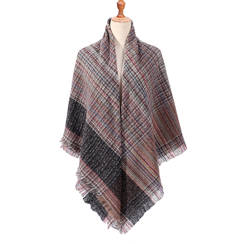Winter plaid cashmere square scarf