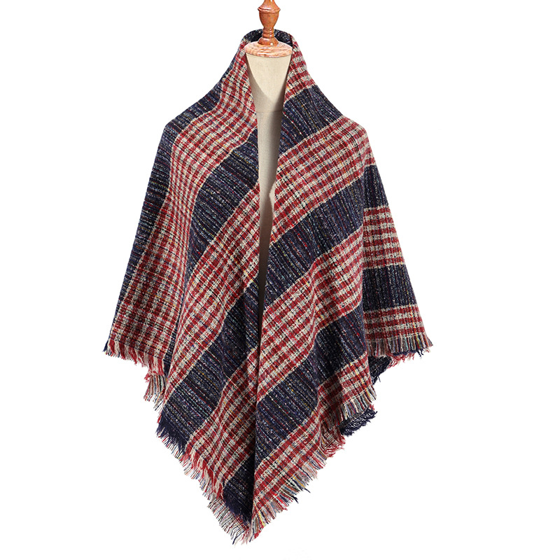 Winter plaid cashmere square scarf