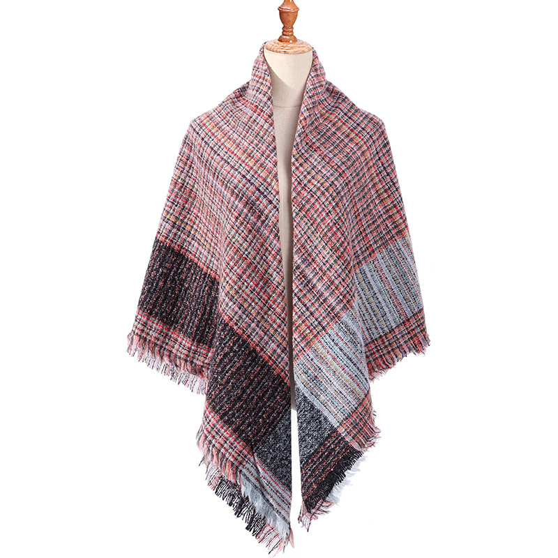 Winter plaid cashmere square scarf