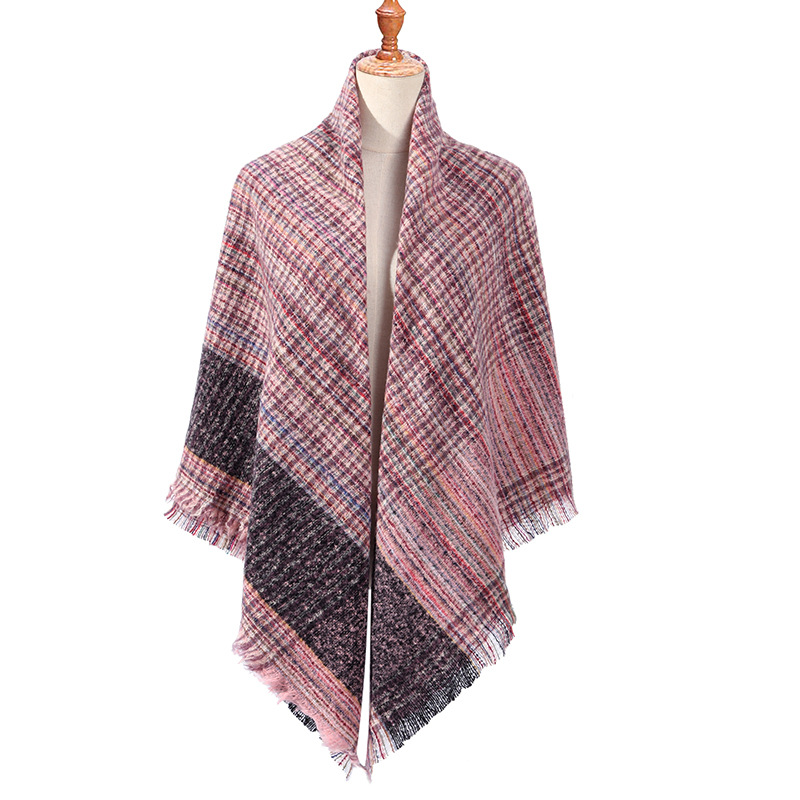 Winter plaid cashmere square scarf