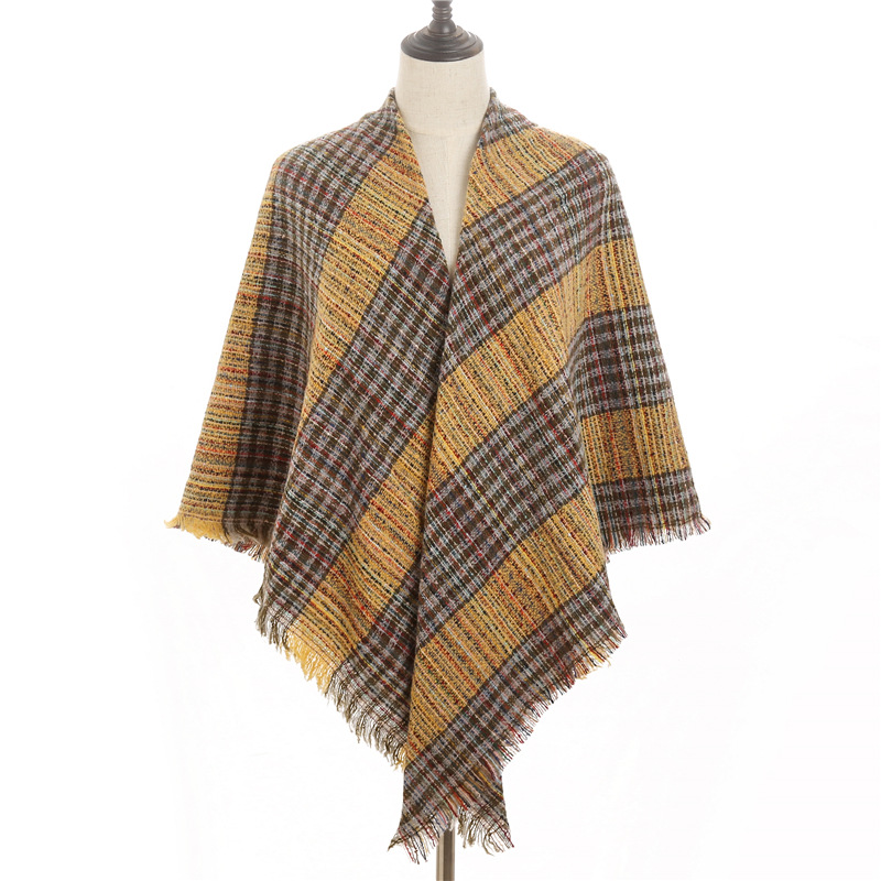 Winter plaid cashmere square scarf