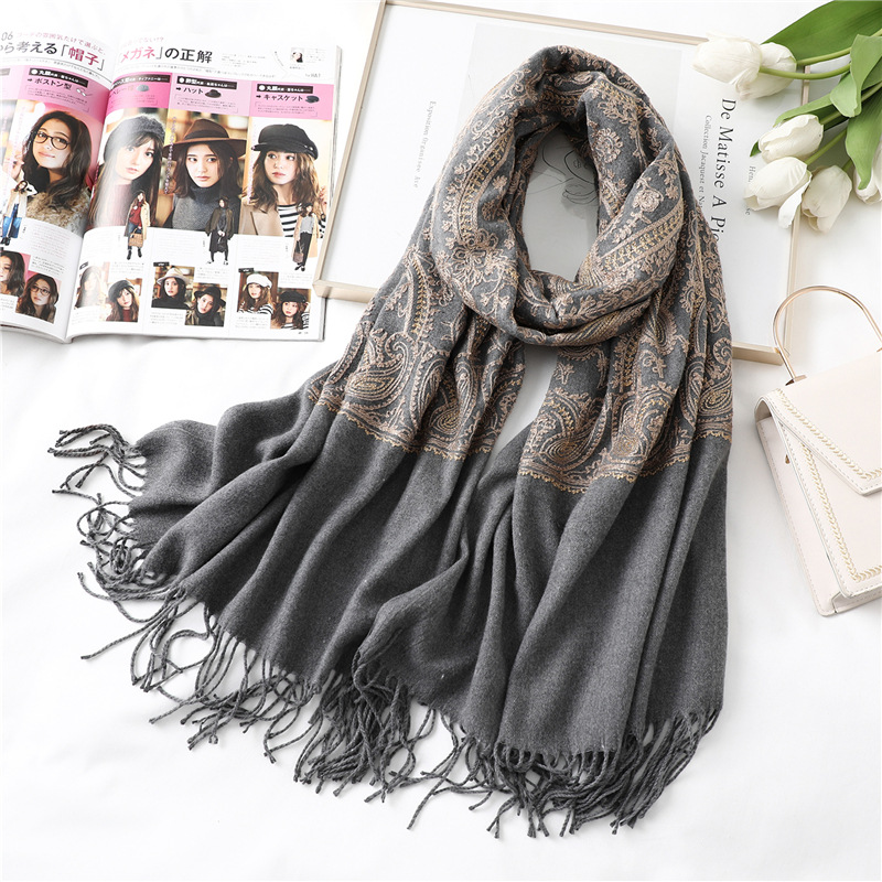 Cashmere shawl embroidered temperament scarf