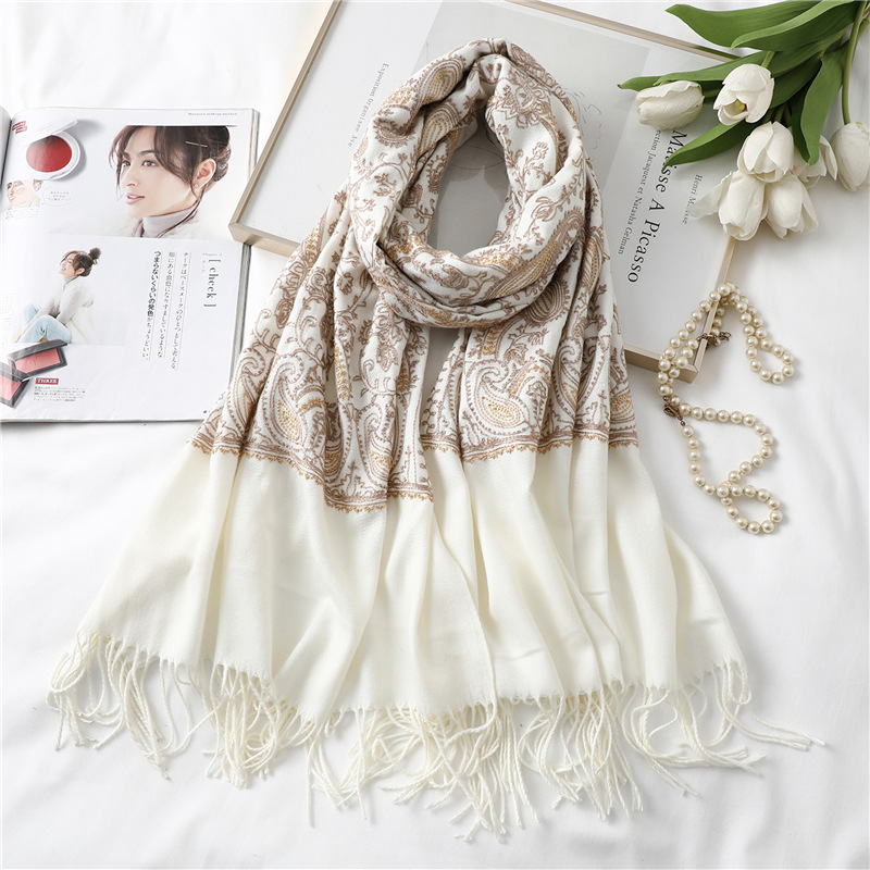 Cashmere shawl embroidered temperament scarf