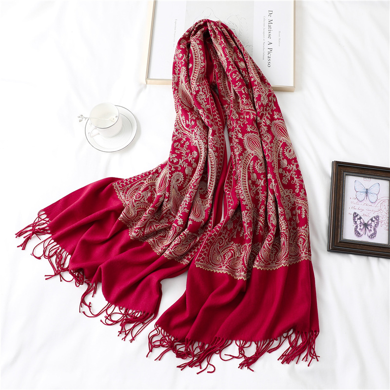 Cashmere shawl embroidered temperament scarf