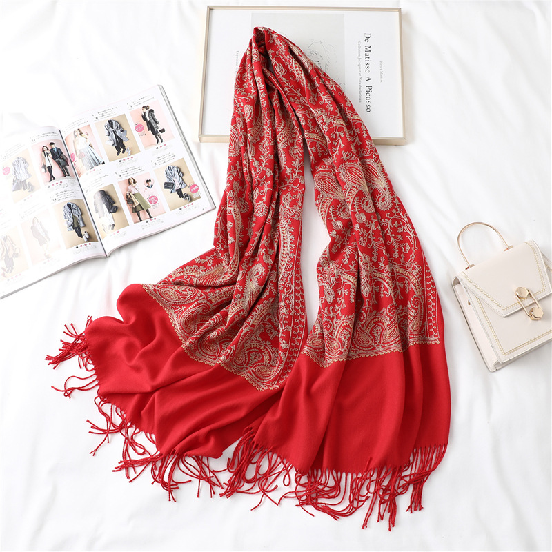 Cashmere shawl embroidered temperament scarf