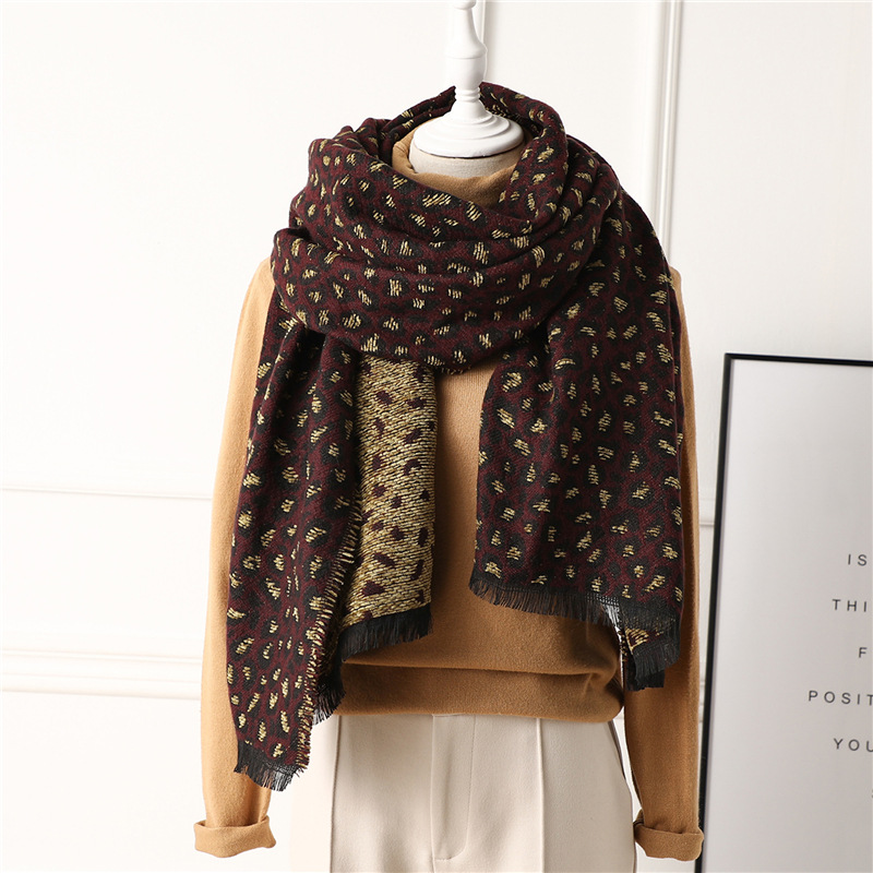 Leopard Print Thick Cashmere Scarf