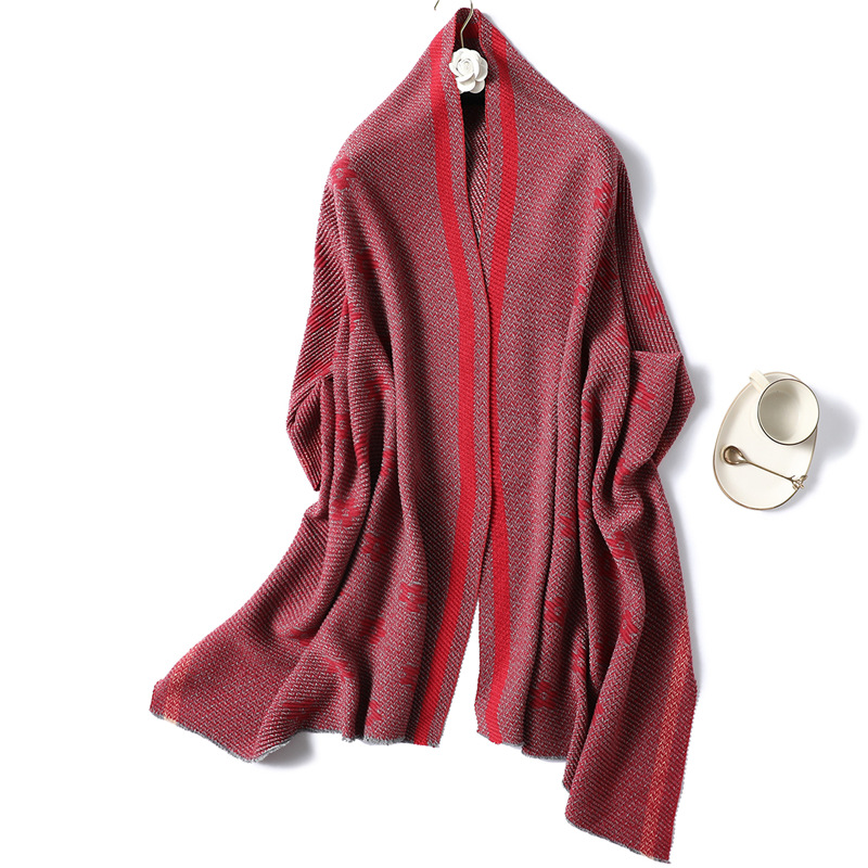 Flower double side cashmere scarf
