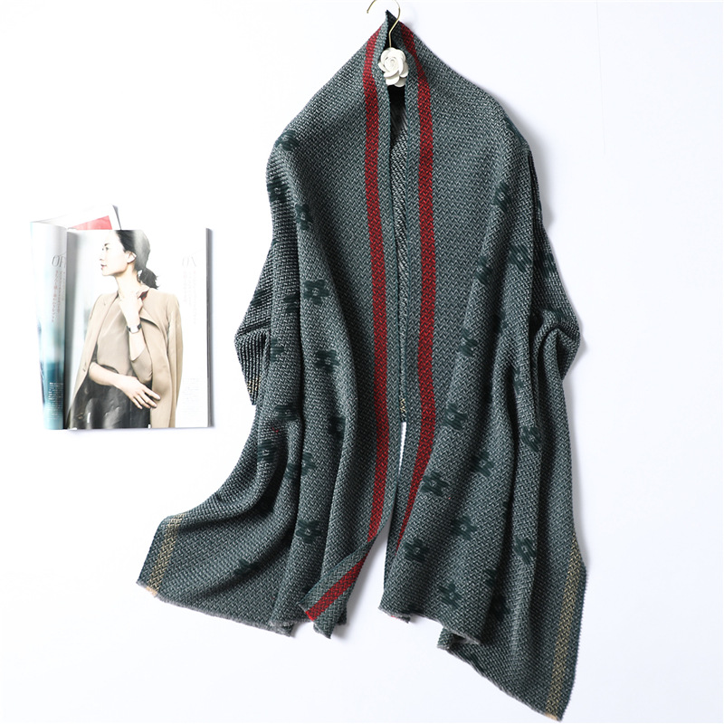 Flower double side cashmere scarf