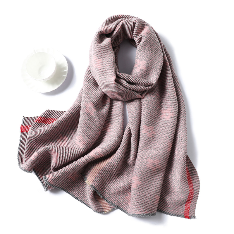 Flower double side cashmere scarf