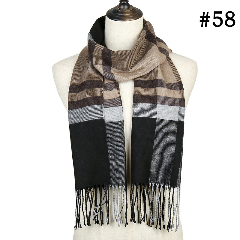 Check striped scarf cashmere scarf