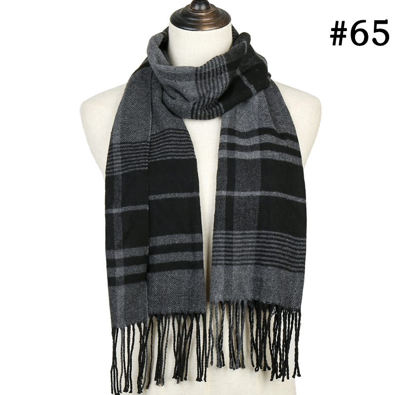 Check striped scarf cashmere scarf
