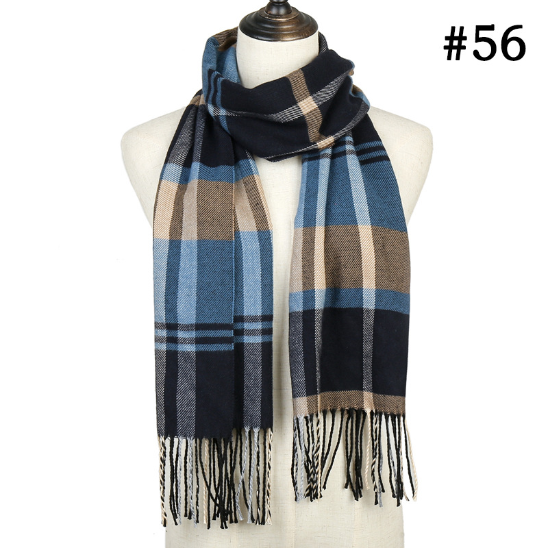 Check striped scarf cashmere scarf