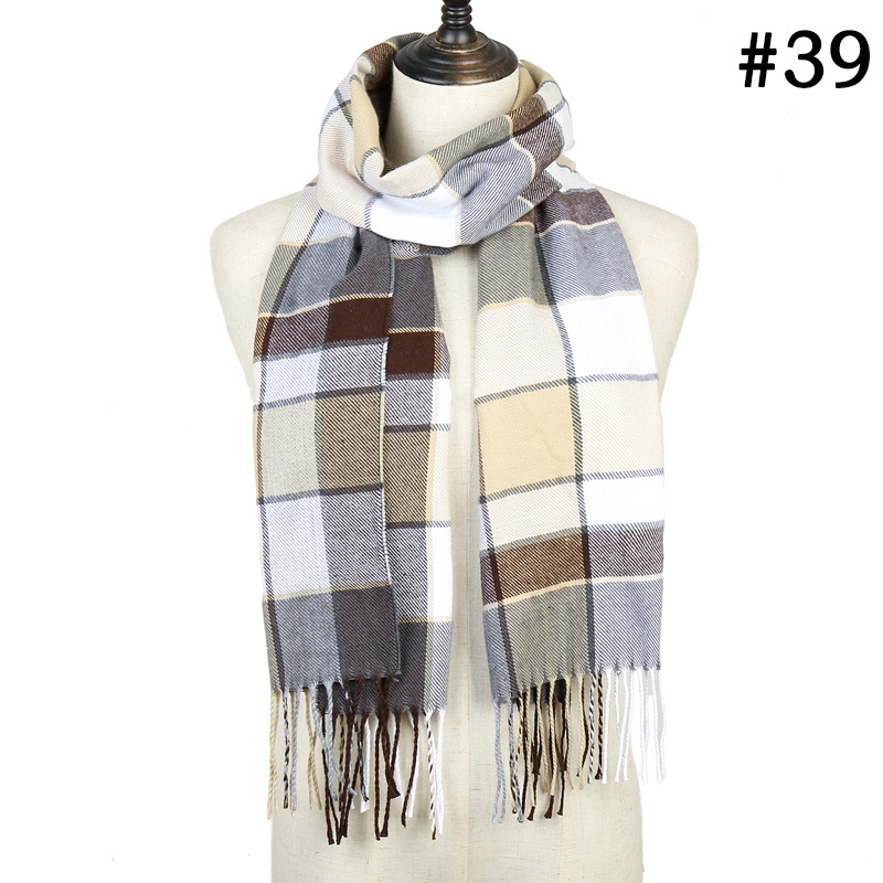 Long plaid scarf cashmere shawl
