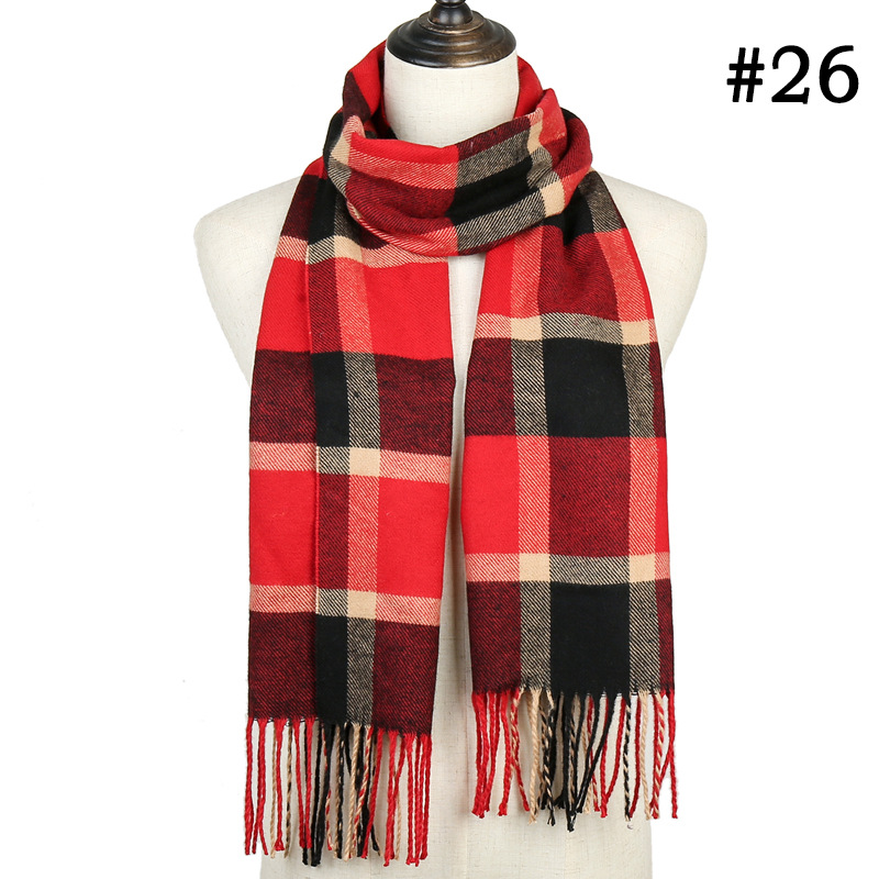 Long plaid scarf cashmere shawl