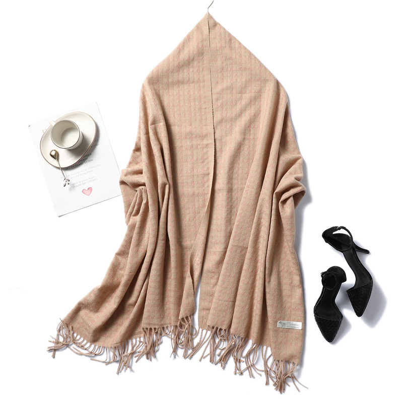 Cashmere check fringed warm shawl wholesale
