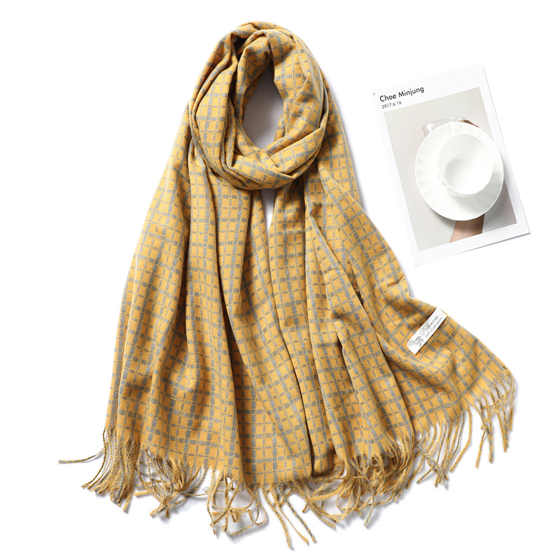 Cashmere check fringed warm shawl wholesale