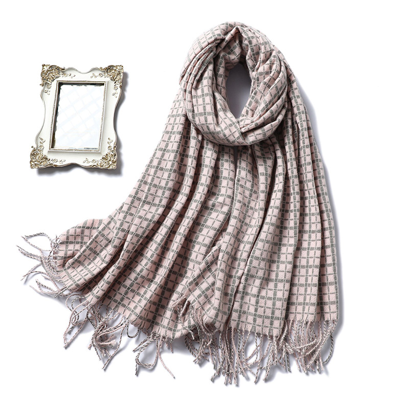 Cashmere check fringed warm shawl wholesale