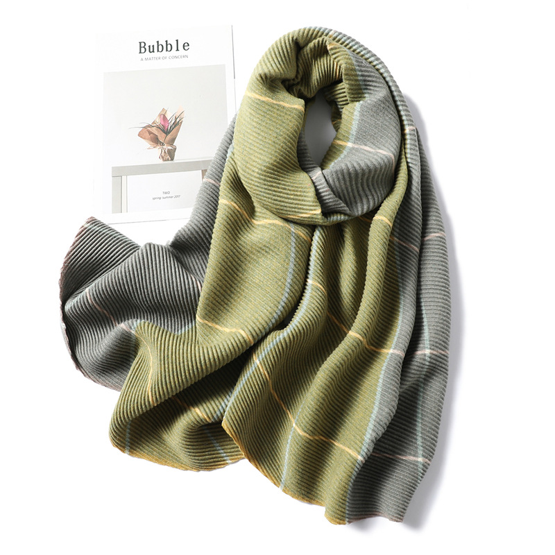 Color block plaid cashmere scarf