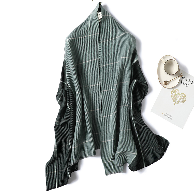 Color block plaid cashmere scarf