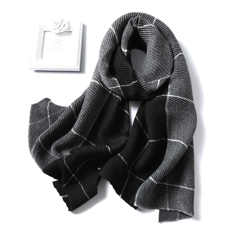 Color block plaid cashmere scarf