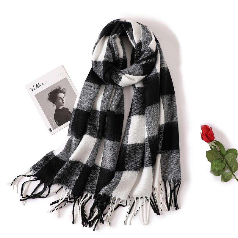Plaid thermal shawl cashmere scarf