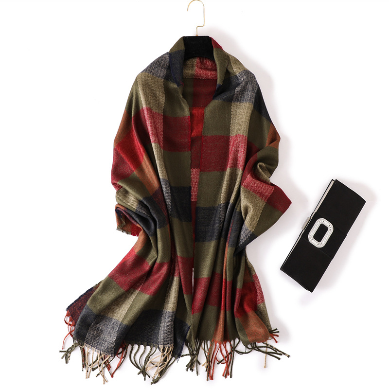 Plaid thermal shawl cashmere scarf