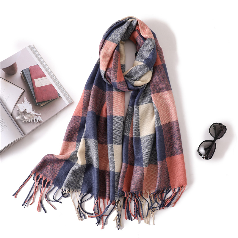 Plaid thermal shawl cashmere scarf