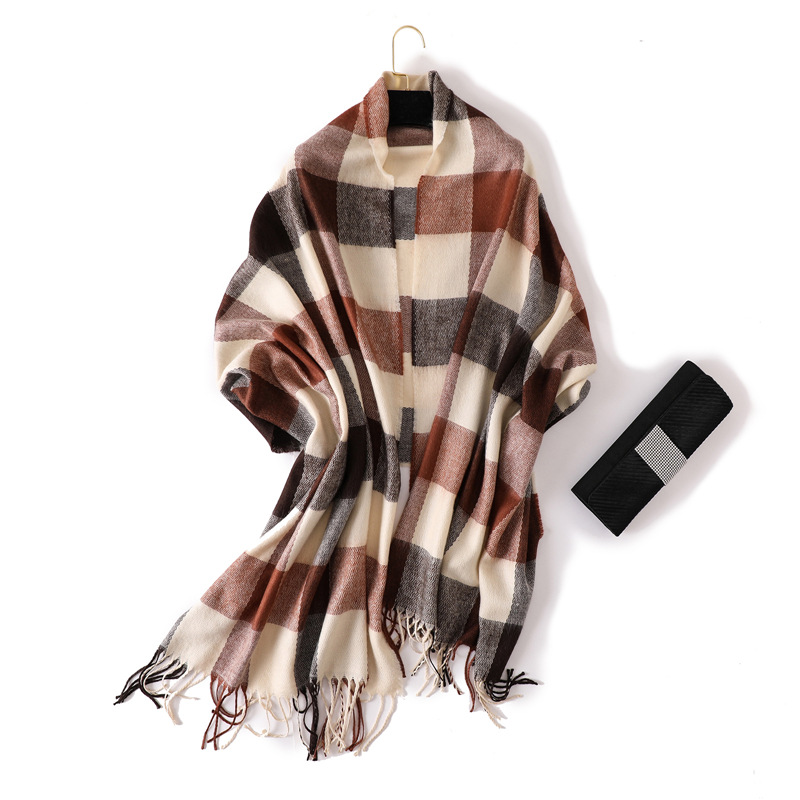 Plaid thermal shawl cashmere scarf