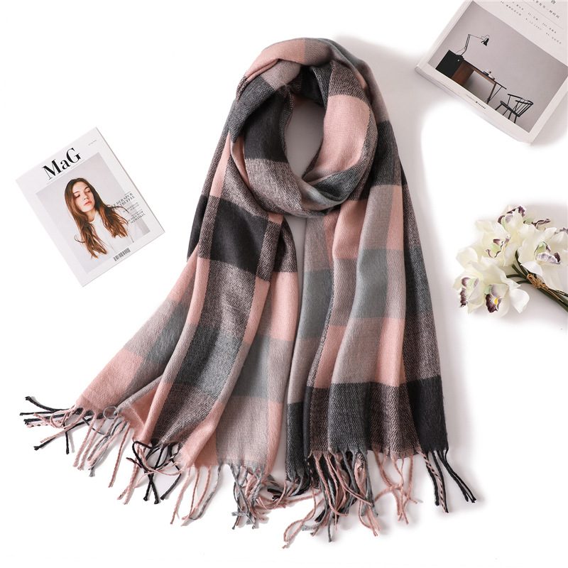 Plaid thermal shawl cashmere scarf