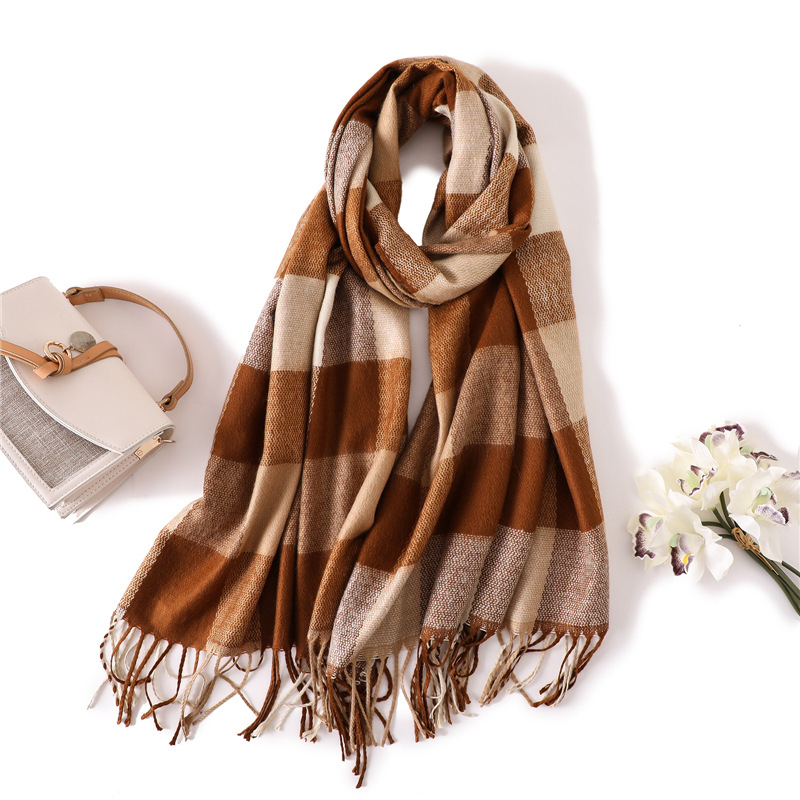 Plaid thermal shawl cashmere scarf