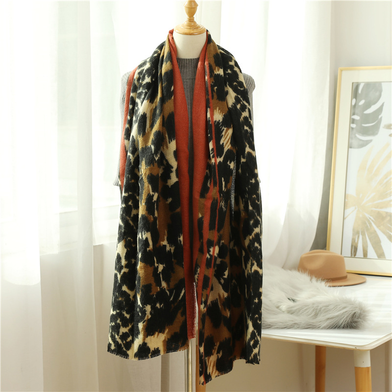 Leopard scarf cashmere winter shawl