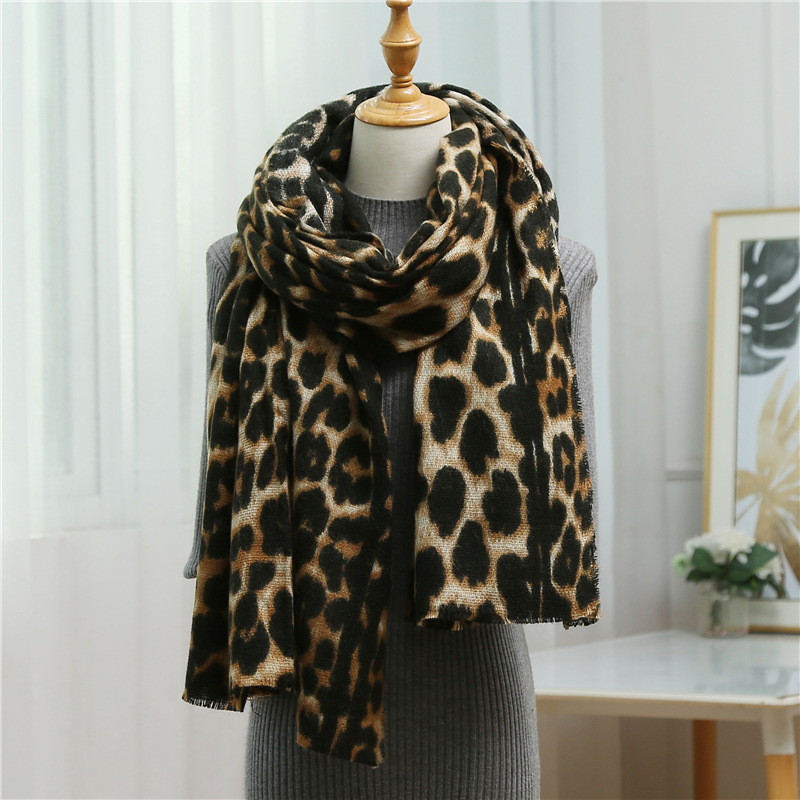 Leopard scarf cashmere winter shawl