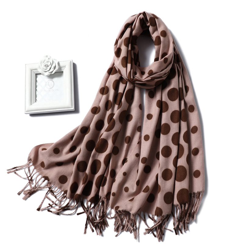 Polka dot pattern cashmere scarf