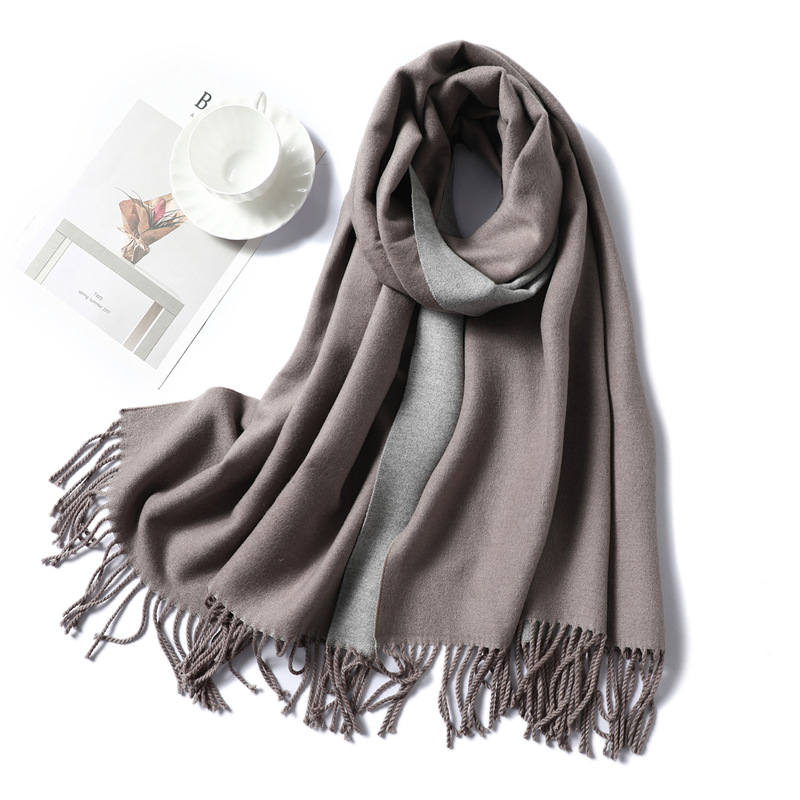 Winter thick solid color cashmere scarf