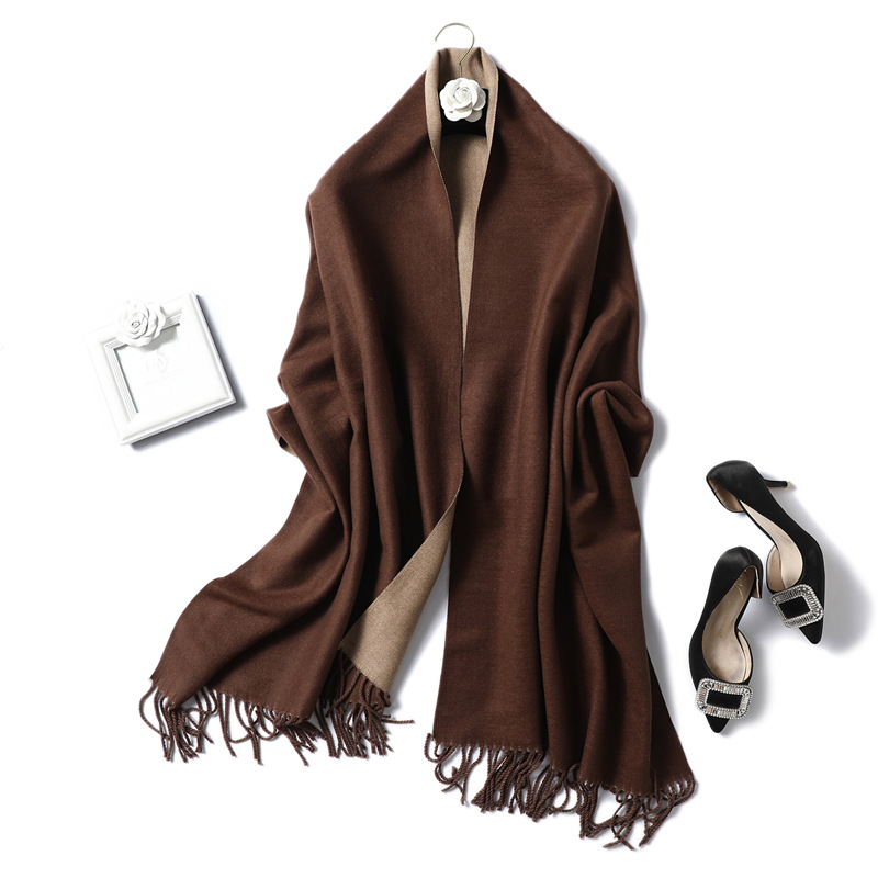 Winter thick solid color cashmere scarf