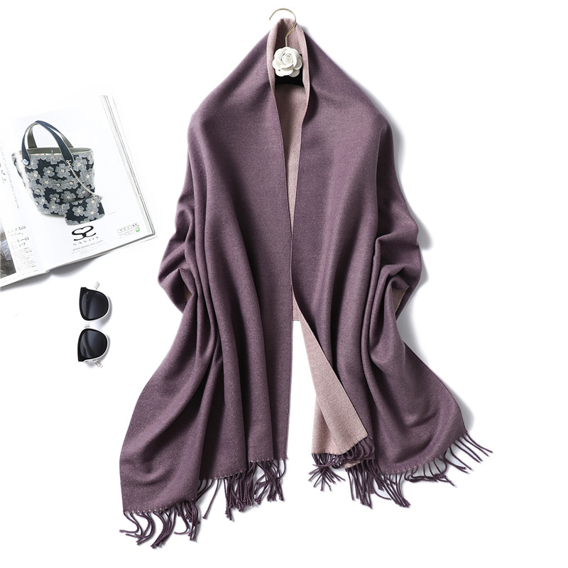 Winter thick solid color cashmere scarf